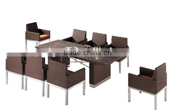 2017 Trade Assurance Most Popular Wholesale space saving classic pe rattan metal glass dining table set furniture