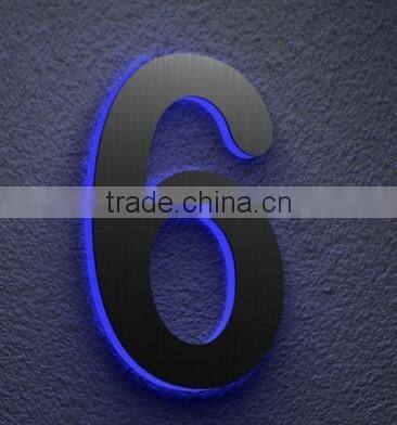 Rust free Wall mounted Brushed stainless steel LED house numbers