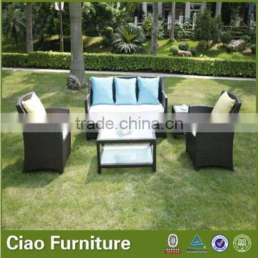 Dark color rattan garden sofa set with cushion