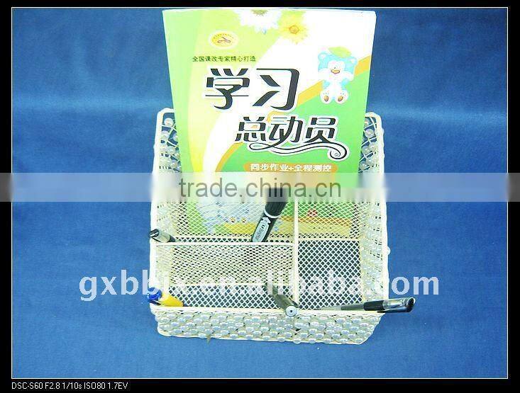 White metal wire and pearl woven magazine&file storage stand