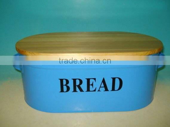 Fasionable colorful Kitchen wooden lid bread bin