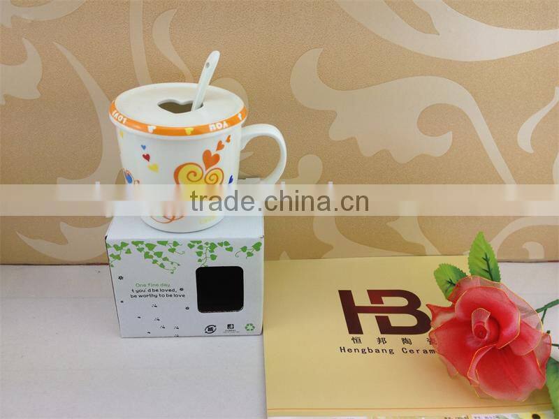heart shape ceramic coffee gift mug with spoon