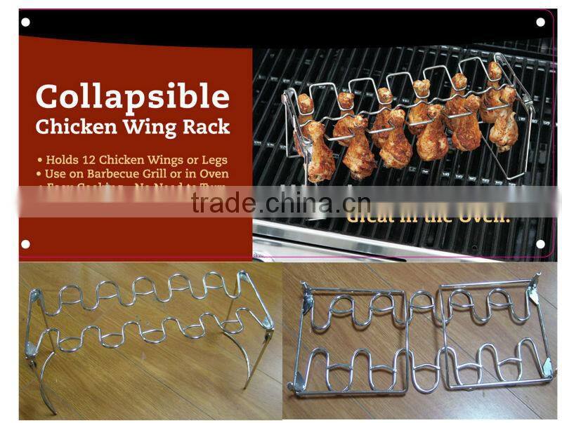 BBQ Chicken Leg Wing Folding Grill Rack Tool