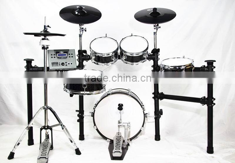 5 pc black wooden digital drum set