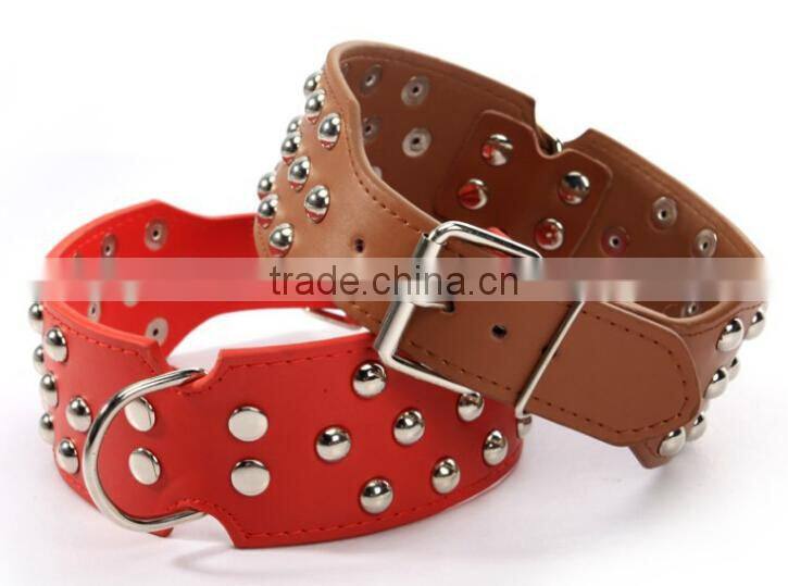 High Quality Dog Products Alloy Rivets Spiked Pet Collar Strong Tough Dog Collars Fashion Pu Leather Dog Collar