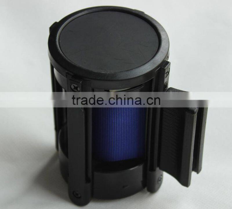 Retractable belt barriers with double belts in various colors