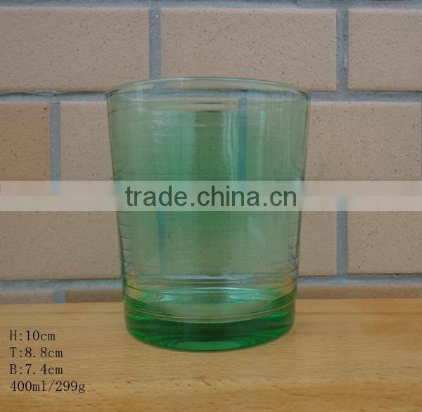 400ml machine pressed glass cup with spray color