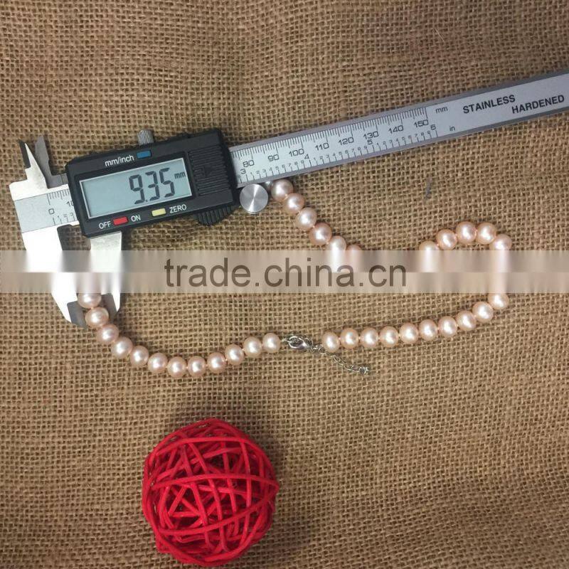 9-9.5 mm Pink Button Freshwater Pearl Necklace