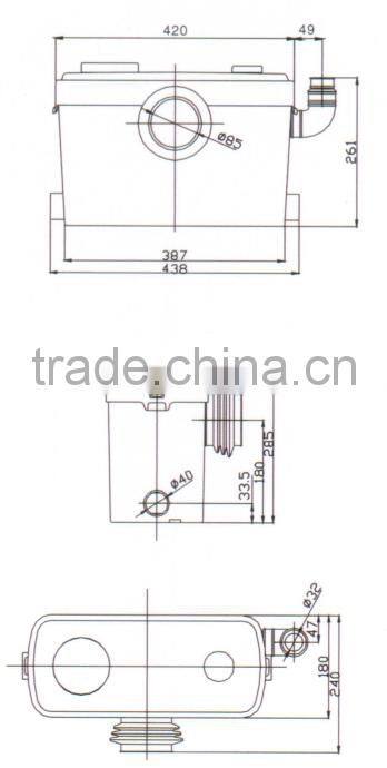 Factory toilet suction macerator pump waste water washroom basement bathroom