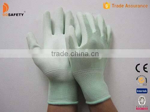 DDSAFETY Wholesale Green Nylon With Green PU Gloves Safety Gloves