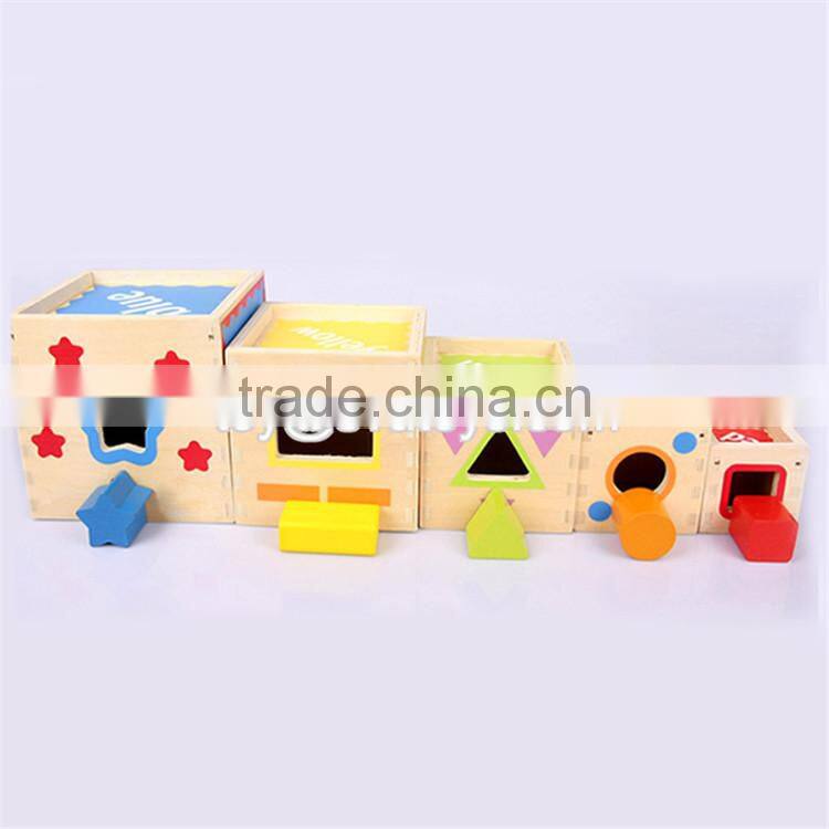 Creative intelligent baby wooden stacking cups W13D079