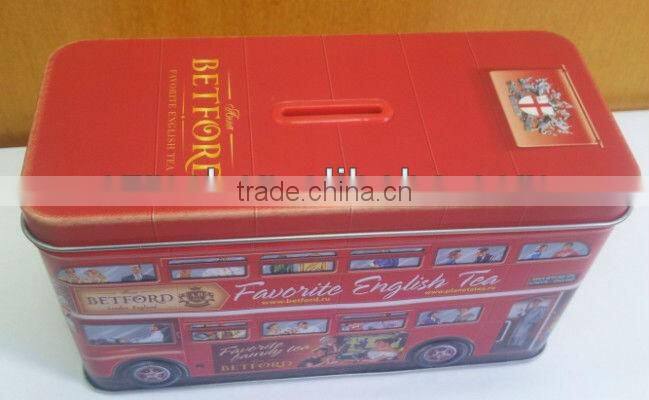 Fancy Metal Tea Caddy with Fashion Bus Design