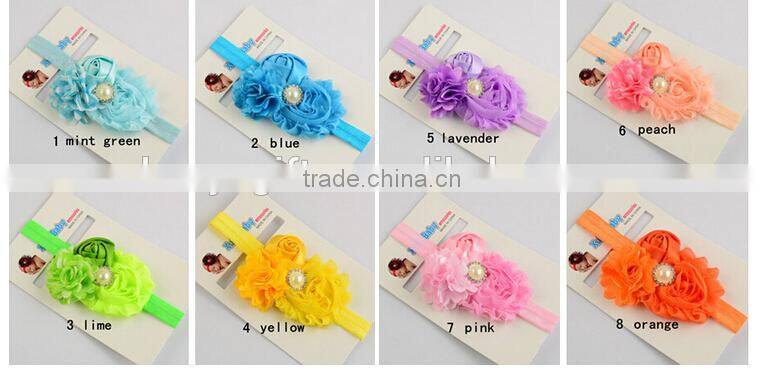 Most Hot Baby Hairband Flower Handwear Kids Girls Flower Ribbon Baby Elastic Headband For Kids