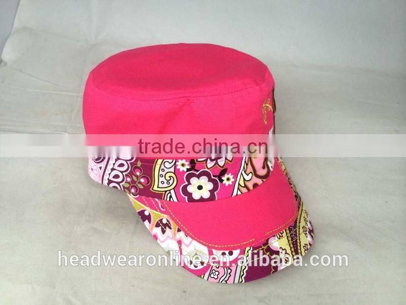 Hot Horn embroidery Military Caps and flat caps with Dongguan Factory
