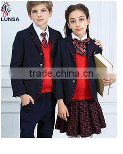 Custom Primary School Shirt /Short Skirt And Pants For Children Summer School Uniform