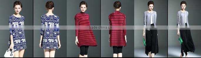 Woman pleat round neck flower splicing loose dresses wholesale