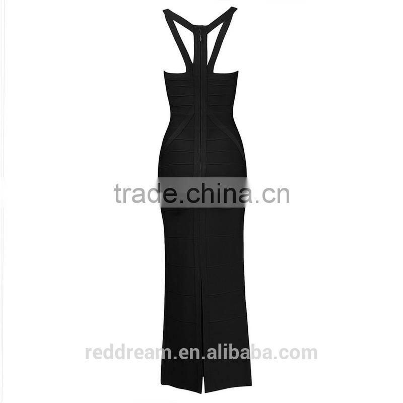 2015 wholesale Lady's latest sexy summer party fashion casual bandage dress with black and red color One-piece Woman dressH1271