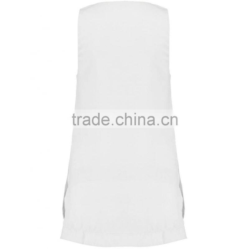 New Arrival Women White V Neck Tunic Vest Plain Chiffon Summer Sleeveless Clothing