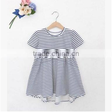 Latest Design Baby Girls Top Clothes Wholesale Infant Stripe Design Dress Girl Child Ruffle Sleeve Dress