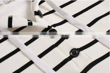 Ladies Women Casual Hooded Long Sleeve Striped Pullover Hoodies With Fleece