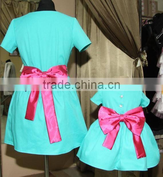 Summer Family Matching Clothing Short Sleeve/sleeveless Mother Daughter Matching Dress