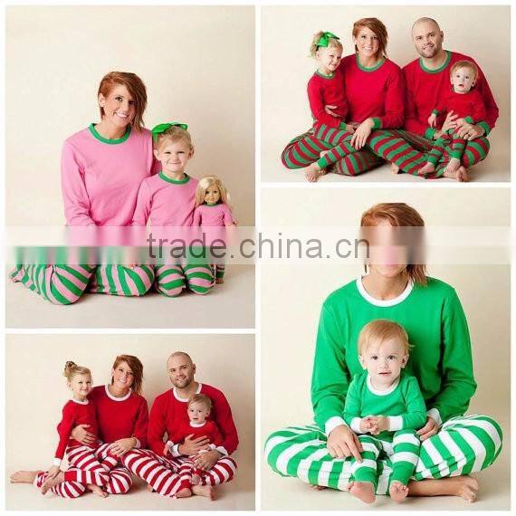 Wholesale christmas pajamas long sleeve round neck 100% cotton casual family matching christmas pajamas