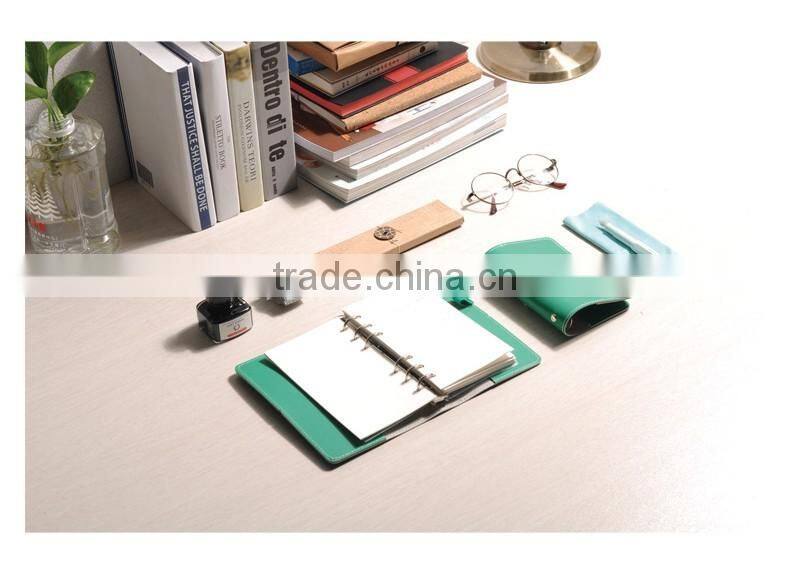 2017 fashion planner A6/A7 PU leather cover agenda planner loose leaf orgranizers with 6 holes metal clip/elastic string
