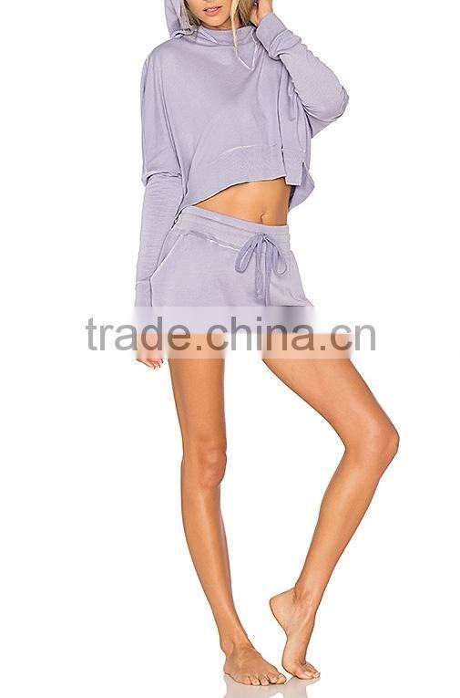 2017 OEM custom plain womens tracksuit set ladies tracksuit morning run blank tracksuit with hood