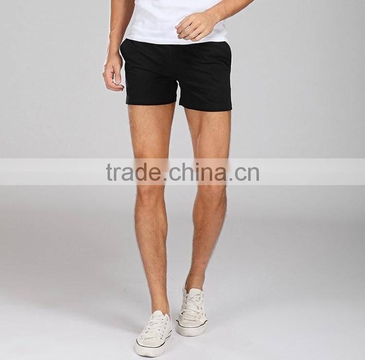 mens 100 cotton casual running beachwear tight super short knitted pants with draw string