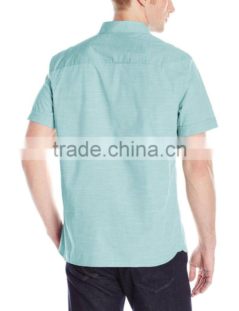 Men's Stripe Texture Shirt with Chest Pocket