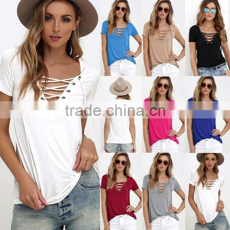 Women's short sleeve V-neck Milk Fiber soft t shirt