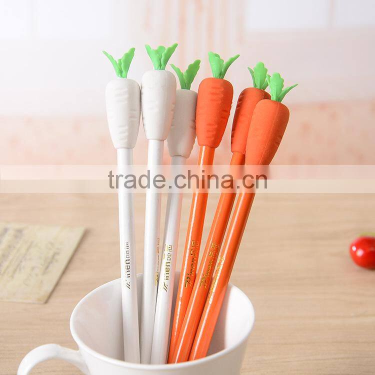 Novel creative 3d carrot jumbo pencil with eraser toppers customs