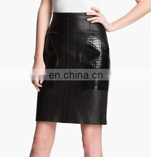 2015 winter faux leather skirt women