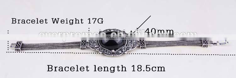 Retro exaggerated alloy multicolor gemstone bracelet, Enamel fashion jewelry bracelets, Onyx Bracelet