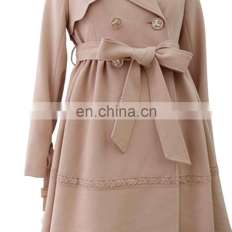 young women spring autumn sweet trench coat with belt