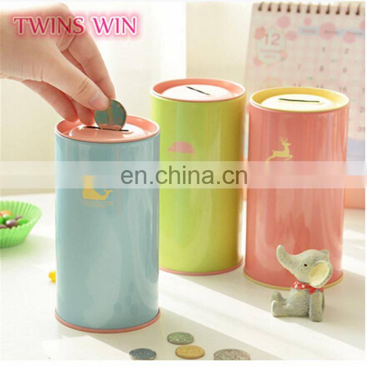 Alibaba eBay Amazon best selling products for kids Cute cartoon pattern money boxes wholesale colorful metal piggy bank