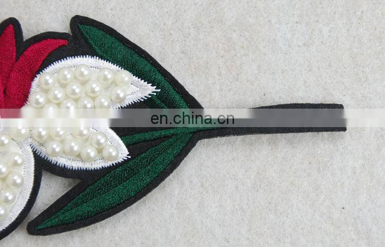 Hot sell pearl beaded applique fashion design flower patch