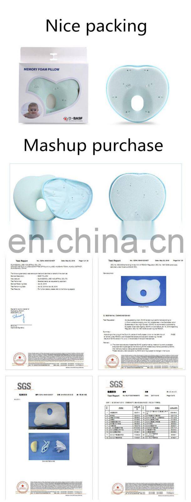 Small Custom Organic Cotton Anti Roll Sleep Nursing Memory Foam Flat Head Shape Support Baby Pillow Manufacturer For Newborn