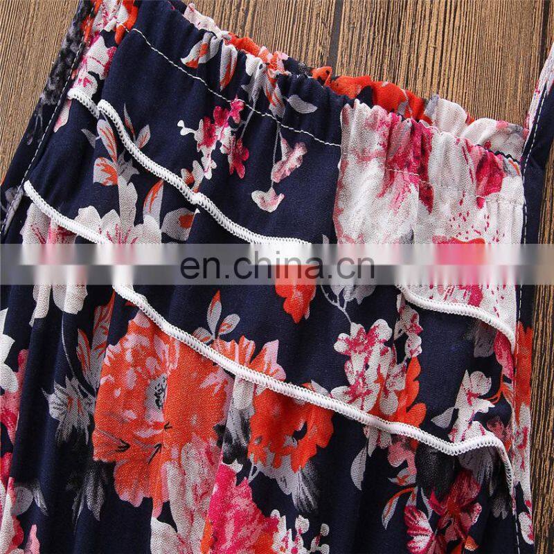 Girl full flower design Jumpsuit Baby Sleeveless Summer Romper 2Colors 5Size for 2-7T