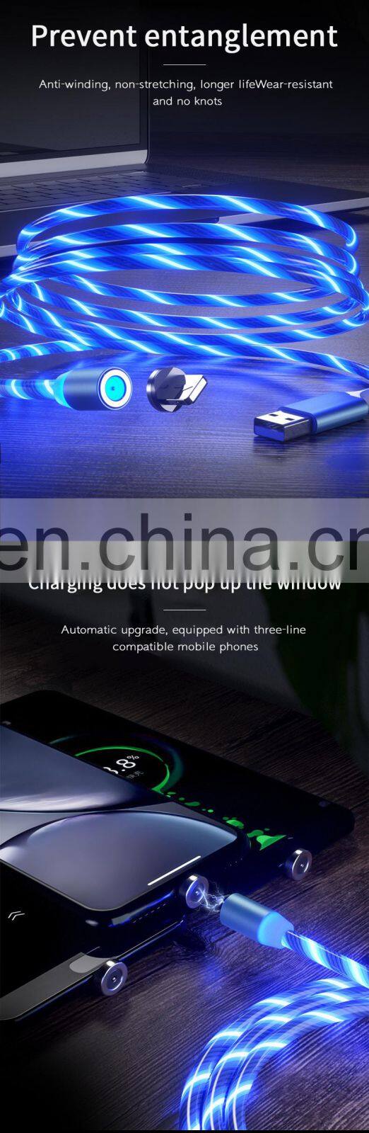 Shenzhen Data Line Newest 2020 Golden Sky Colorful Nylon 1M Micro Usb Type-C Ios Cable 3 In1 Fast Charge Cellphone Data Line