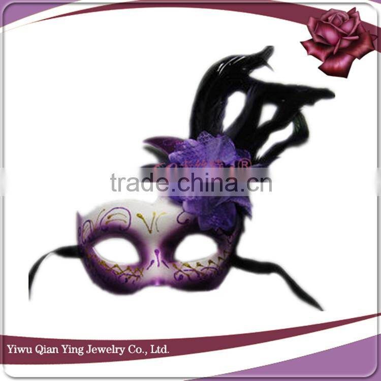 custom decorative craft venetian eye mask with feather and flower
