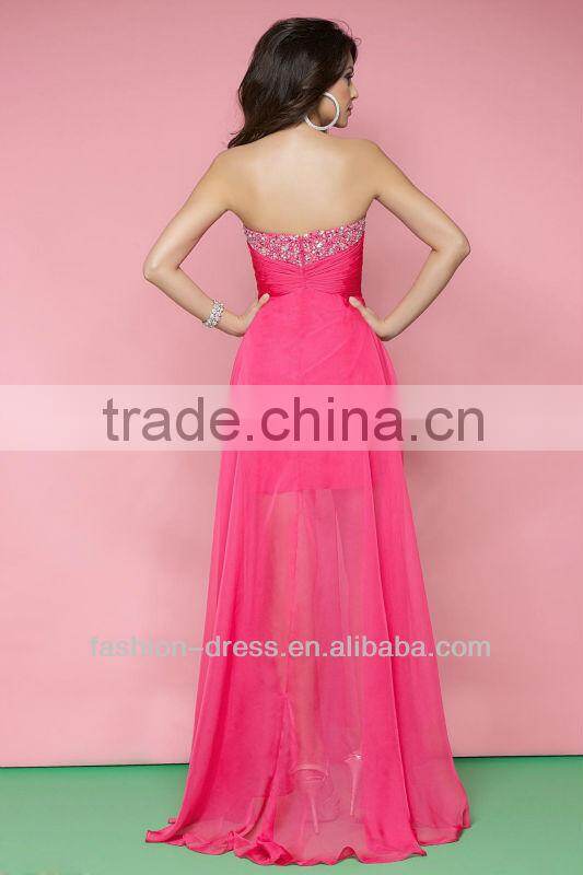 Flowing Strapless Sweetheart Neckline High Low Beading Specail Occasions Prom Dress