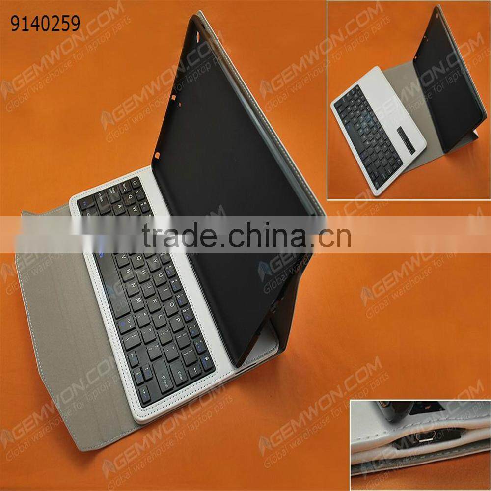 bluetooth keyboard for iPad Air,white high quality PU Removable plastic keyboard with synthetic leather case