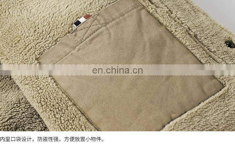 Wholesale custom men's winter plus velvet casual fashion jacket jacket men's cotton coat men's loose cashmere plus velvet jacket