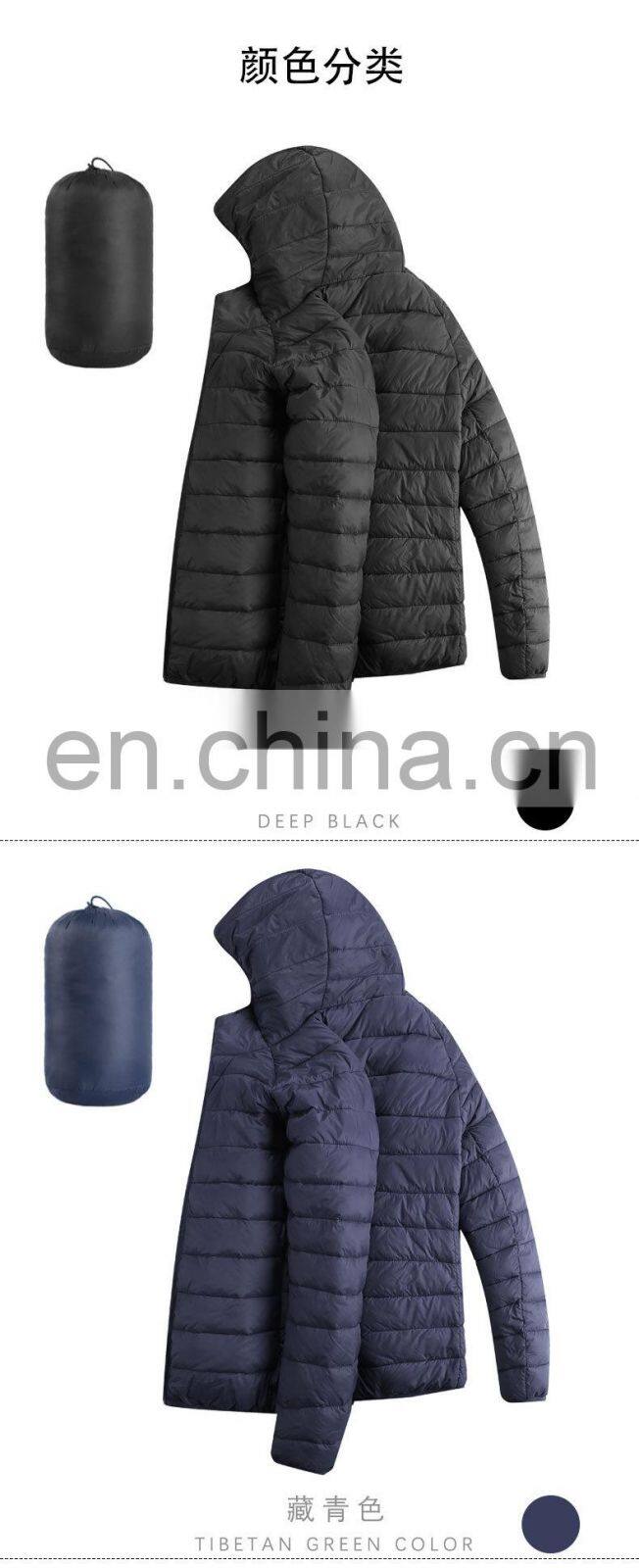 Light Men Puffer Jackets Foldable coat custom logo men's overcat down hooded winter jacket bubble coat High Quality Cotton jacke