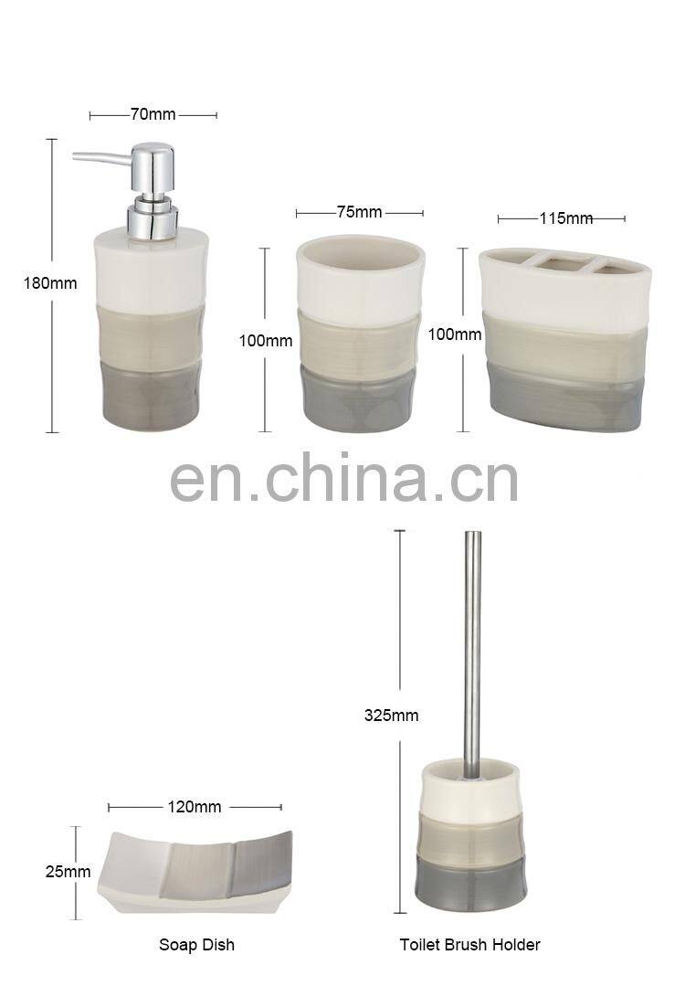 Luxury series brown purple silver ceramic colour glaze bathroom accessories 5pcs set