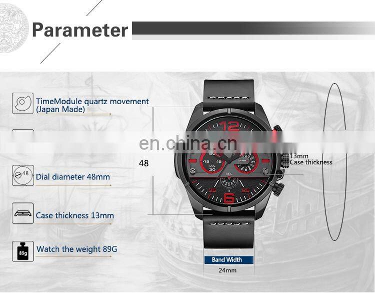 Curren 8259 Fashionable Luxury Mens Business Japan Movt. Quartz Watch Genuine Leather Casual Dress Wristwatches For Men