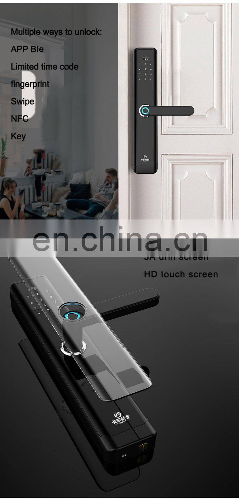 High Security Digital Biometric Fingerprint Door Lock Smart Lock WiFi App For Apartment