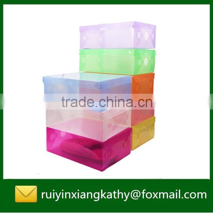 Household decorative PP clear shoe packaging box with handle