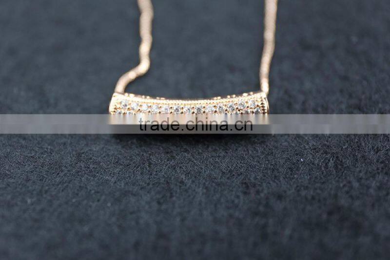 Simple design new model hollow rose gold plated pipe pendant necklace fashion jewelry with box chain for wholesale